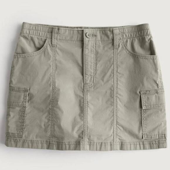 NWT Hollister Green Cargo Utility High Rise Mini Skirt Size L - Picture 1 of 11